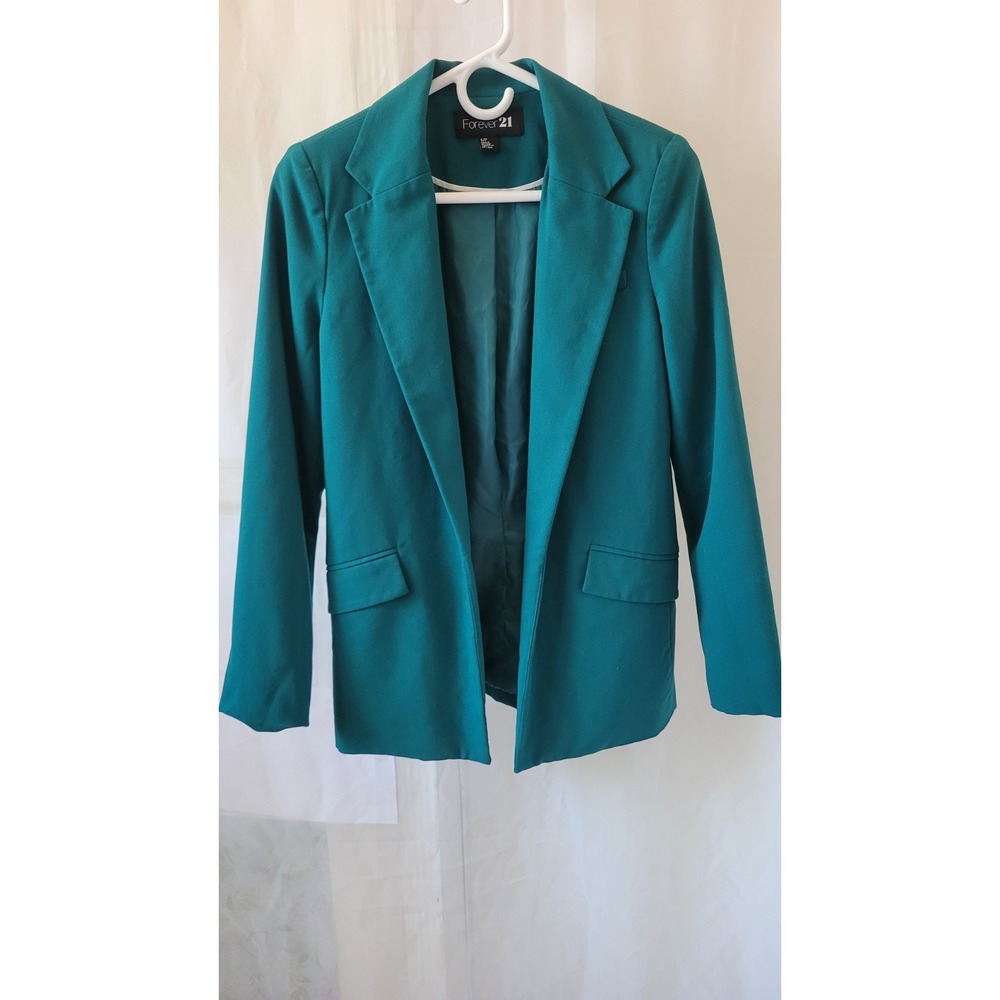 Forever 21 Teal Blazerl Lined Long Sleeve S Women workear